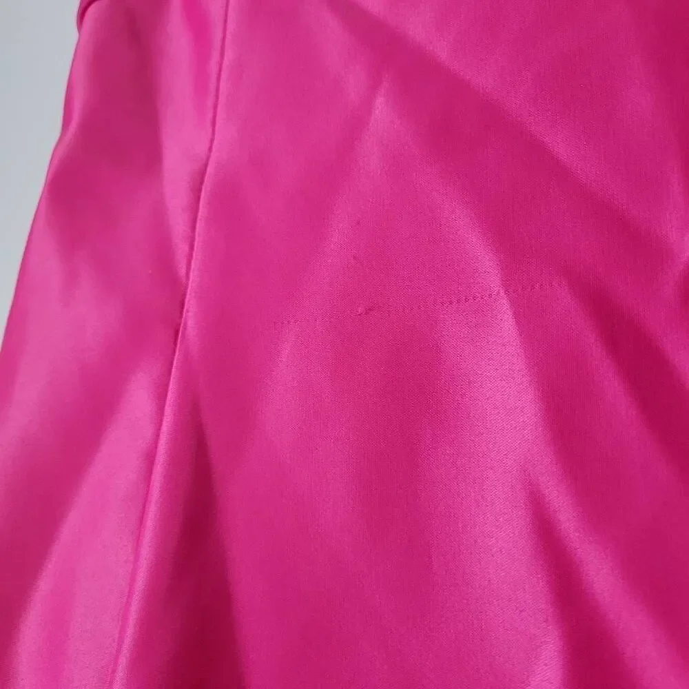 Gunne Sax Jessica McClintock Pink Y2K Taffeta Dress Juniors 7 Bow A Line Prom